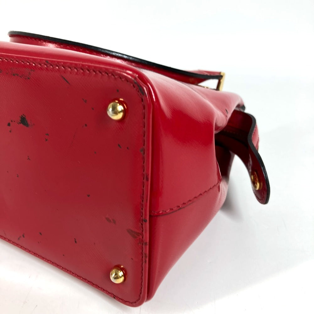 VERSACE vintage Sunburst logo Bag, Tote Bag, Chain Charm, Key Holder Included Hand Bag Leather Red Used