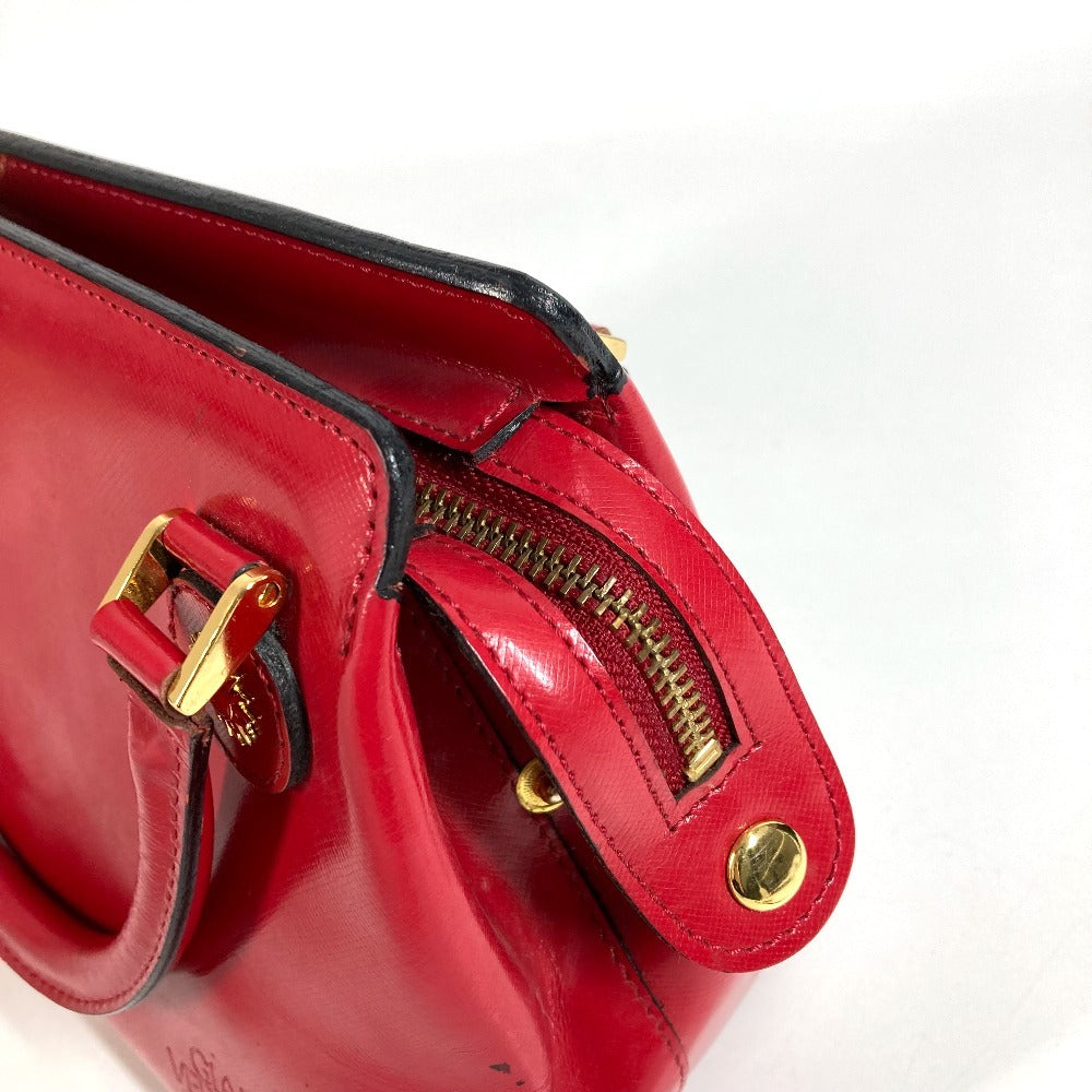 VERSACE vintage Sunburst logo Bag, Tote Bag, Chain Charm, Key Holder Included Hand Bag Leather Red Used
