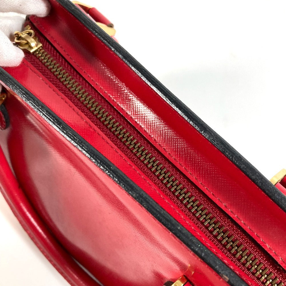VERSACE vintage Sunburst logo Bag, Tote Bag, Chain Charm, Key Holder Included Hand Bag Leather Red Used