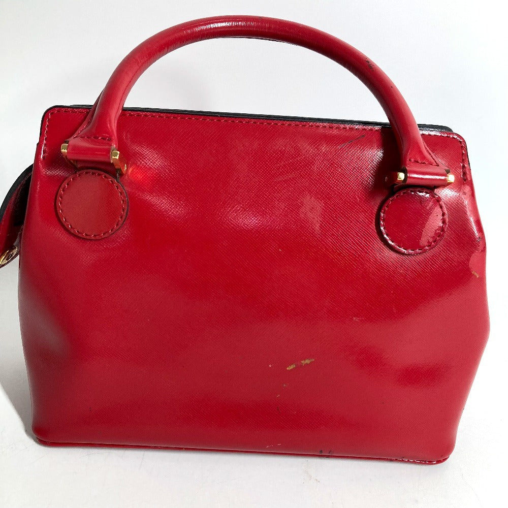 VERSACE vintage Sunburst logo Bag, Tote Bag, Chain Charm, Key Holder Included Hand Bag Leather Red Used