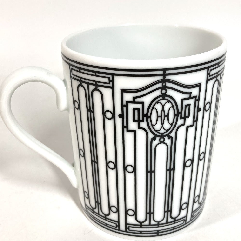 HERMES H DECO Tableware, cups, coffee cups Mug Pottery White/Black Used