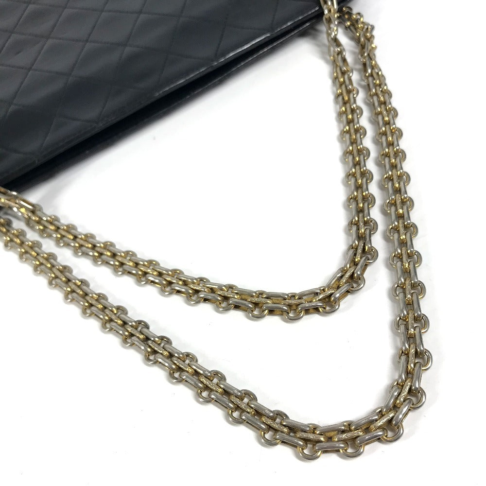 CHANEL vintage Kisslock Matelasse Quilted Shoulder bag Double Chain Chain bag Shoulder Bag Leather Black/Gold Used