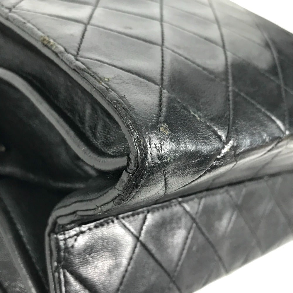 CHANEL vintage Kisslock Matelasse Quilted Shoulder bag Double Chain Chain bag Shoulder Bag Leather Black/Gold Used