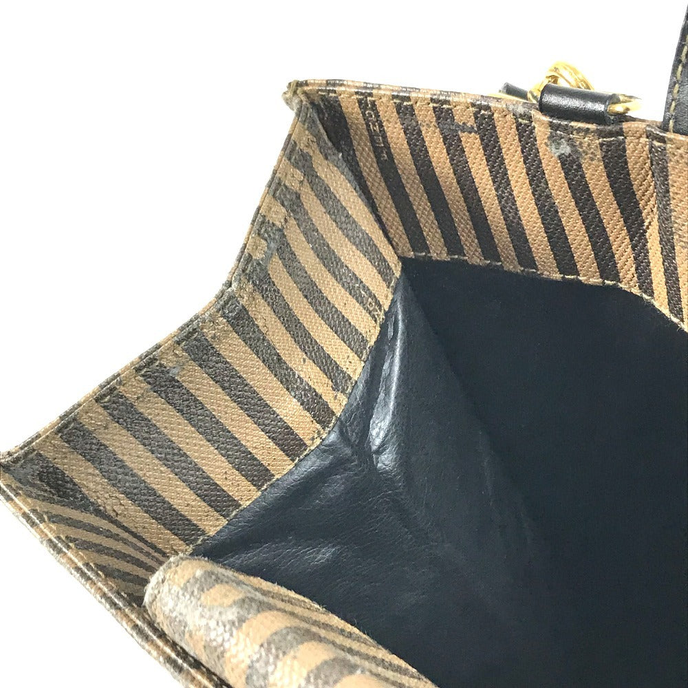 FENDI vintage Pecan Logo 2-Way Bag (Vertical) Bag Tote Bag Shoulder Bag Vertical Tote Hand Bag Leather / Coated Canvas Brown/Black Used