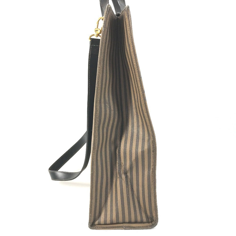 FENDI vintage Pecan Logo 2-Way Bag (Vertical) Bag Tote Bag Shoulder Bag Vertical Tote Hand Bag Leather / Coated Canvas Brown/Black Used