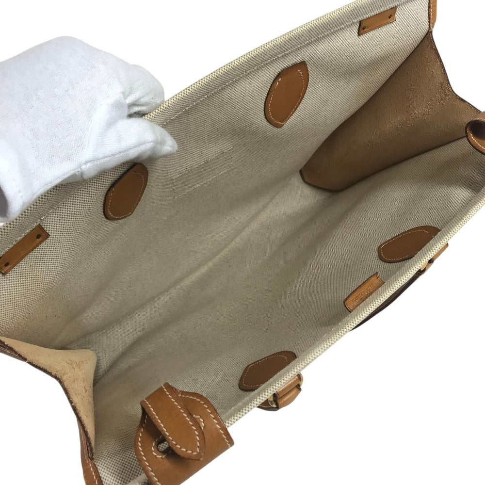HERMES vintage Cabas50 Cabas 50 Bag Tote Bag shawl Shoulder Bag Toile H / Leather Beige Used