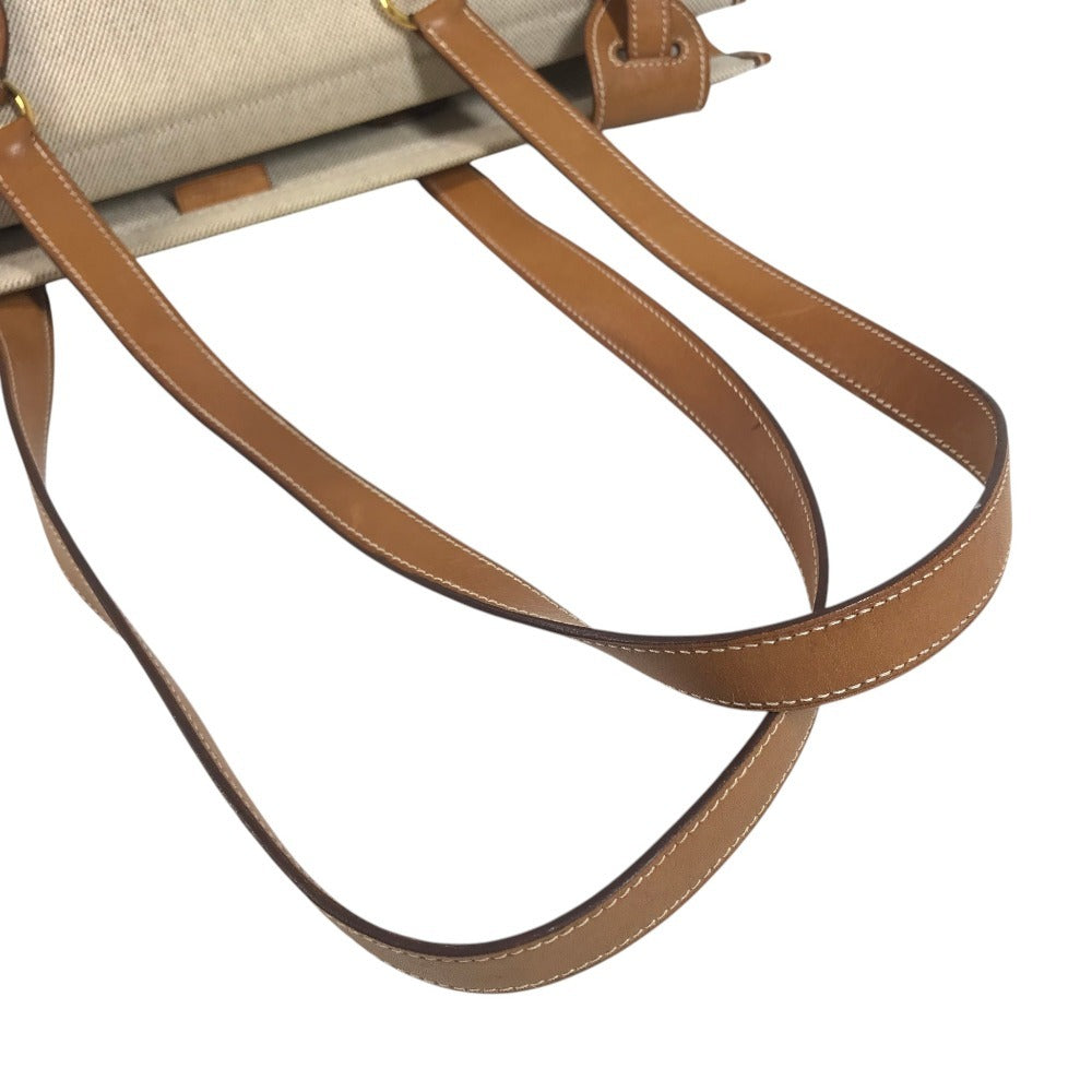 HERMES vintage Cabas50 Cabas 50 Bag Tote Bag shawl Shoulder Bag Toile H / Leather Beige Used
