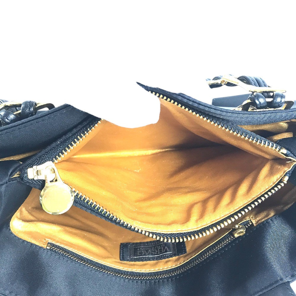 VERSACE medusa logo Chain Hand Bag, Shoulder Bag Shoulder Bag Nylon Black Used