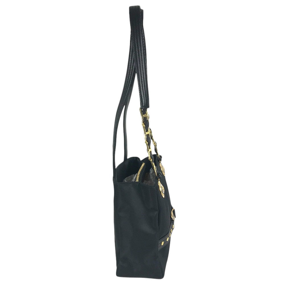 VERSACE medusa logo Chain Hand Bag, Shoulder Bag Shoulder Bag Nylon Black Used