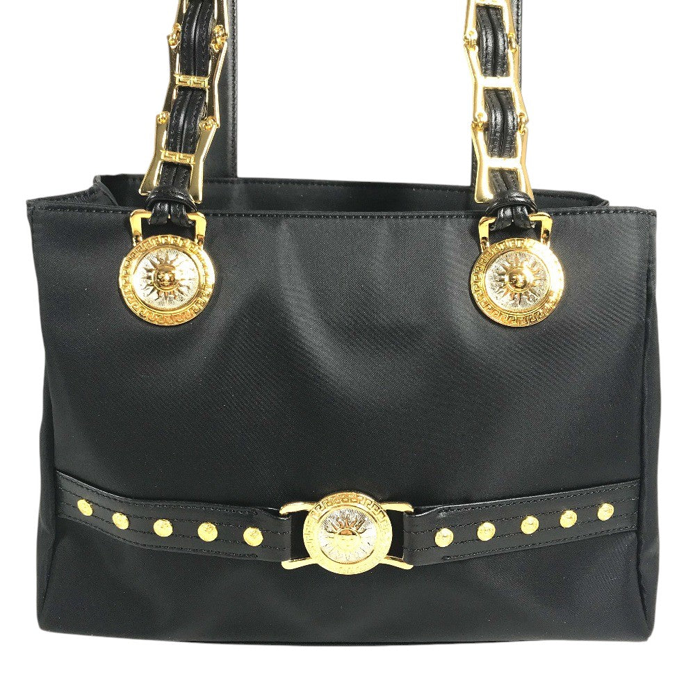 VERSACE medusa logo Chain Hand Bag, Shoulder Bag Shoulder Bag Nylon Black Used