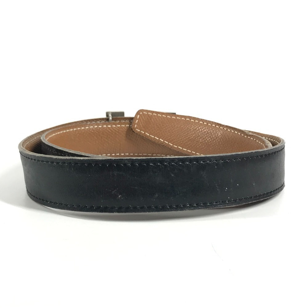HERMES vintage H logo H belt Constance belt Leather Black x Brown/SilverHardware Used