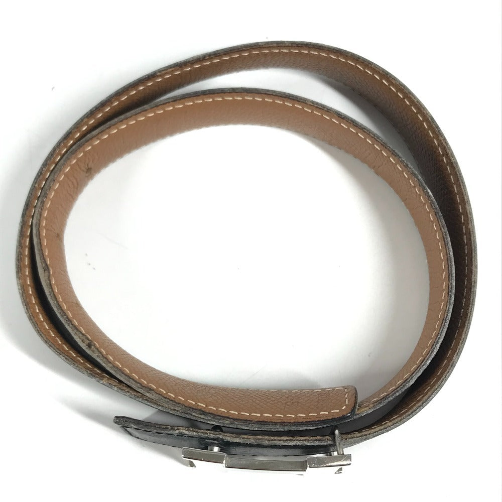 HERMES vintage H logo H belt Constance belt Leather Black x Brown/SilverHardware Used