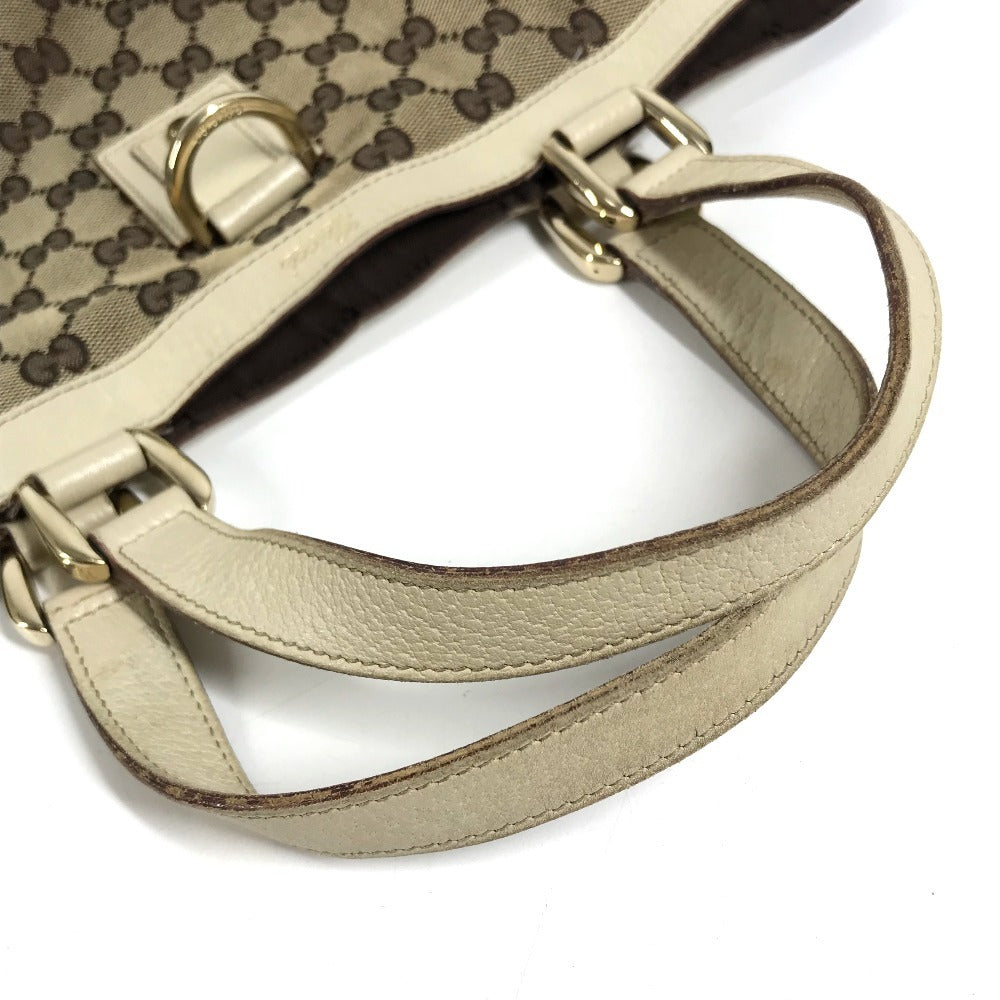 GUCCI 130739 GG logo Shoulder bag Tote Bag Shoulder Bag GGCanvas/Leather Beige/IvoryBased Used