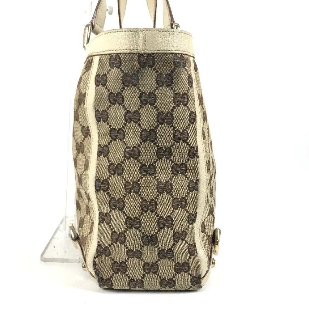 GUCCI 130739 GG logo Shoulder bag Tote Bag Shoulder Bag GGCanvas/Leather Beige/IvoryBased Used
