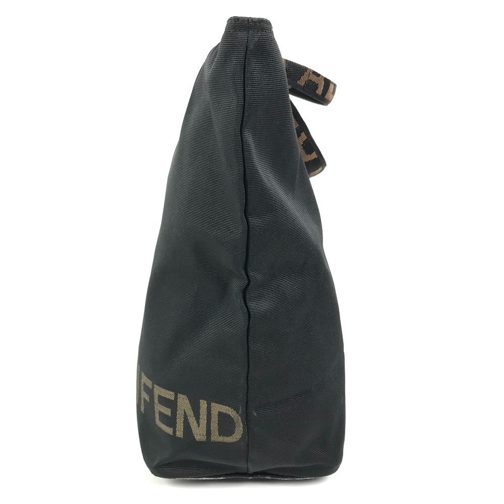 FENDI vintage logo Shoulder bag, vertical tote bag Hand Bag Nylon canvas Black Used