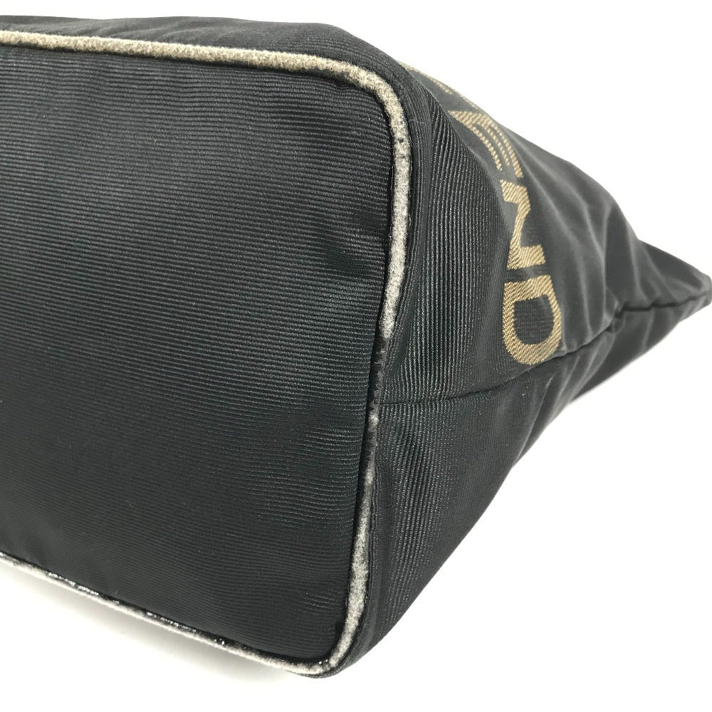 FENDI vintage logo Shoulder bag, vertical tote bag Hand Bag Nylon canvas Black Used