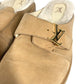 LOUIS VUITTON LV logo clogs with fur Shoes shoes Sandals Leather / fur Beige/White Used