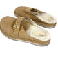 LOUIS VUITTON LV logo clogs with fur Shoes shoes Sandals Leather / fur Beige/White Used