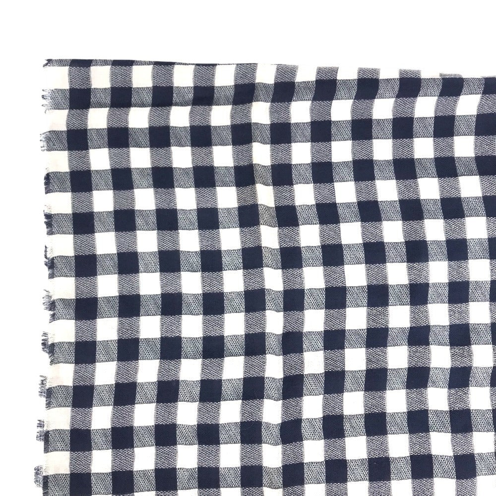 LOUIS VUITTON 不明 Damier check logo Shawl Fringe Scarf Stole/Shawl cotton blue Used