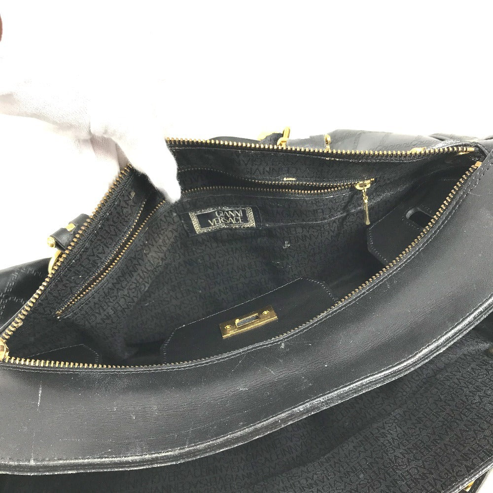 VERSACE Vintage Key Holder Included medusa logo Hand Bag Bag Travel Bag Travel Bag Duffle Bag Leather Black Used