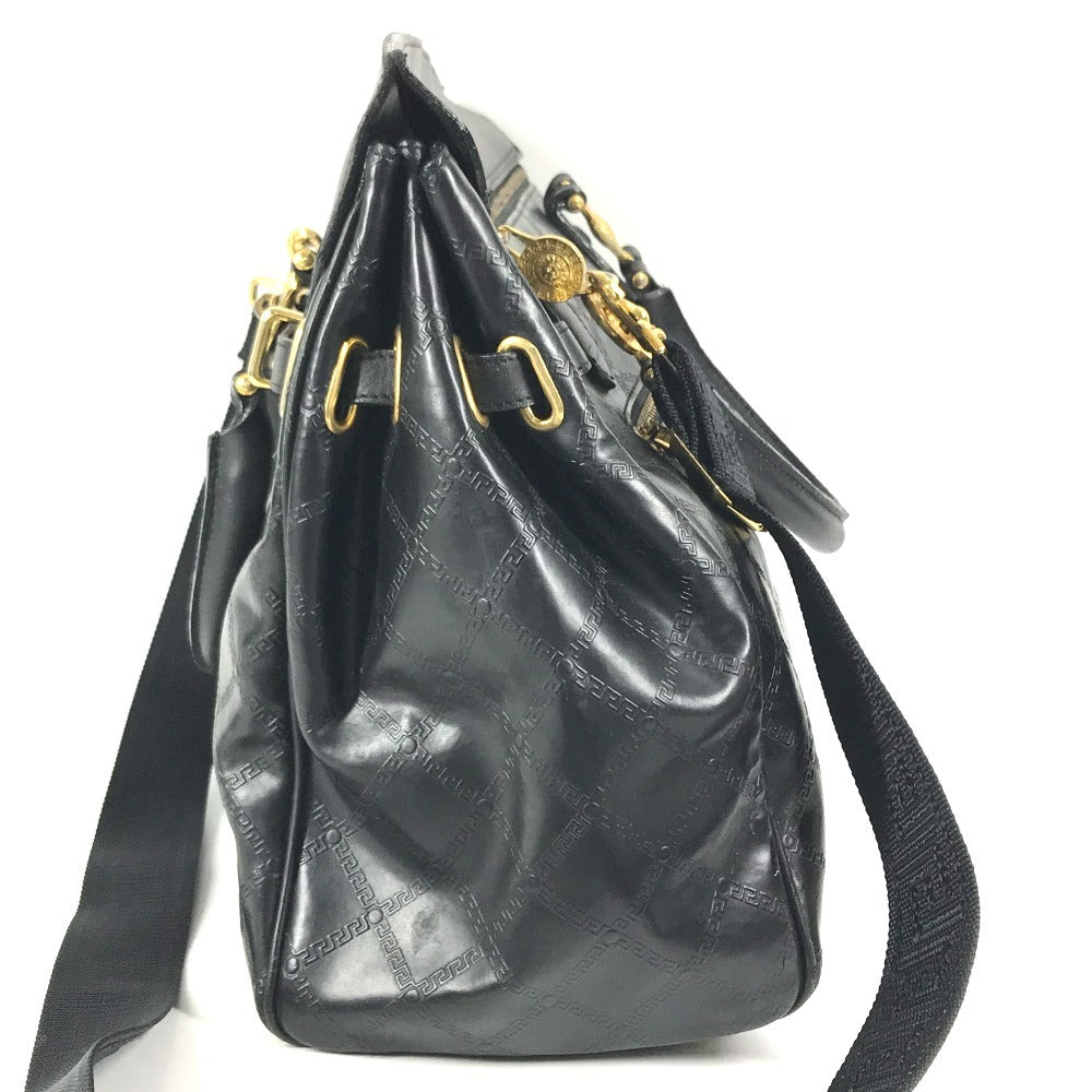 VERSACE Vintage Key Holder Included medusa logo Hand Bag Bag Travel Bag Travel Bag Duffle Bag Leather Black Used