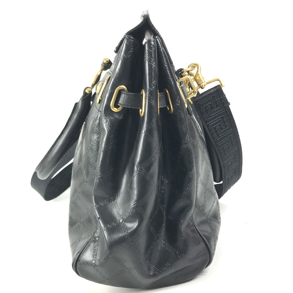 VERSACE Vintage Key Holder Included medusa logo Hand Bag Bag Travel Bag Travel Bag Duffle Bag Leather Black Used