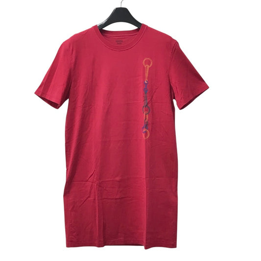 HERMES Chainpattern logo Apparel T-shirt Dress Round neck Dress cotton Red Used