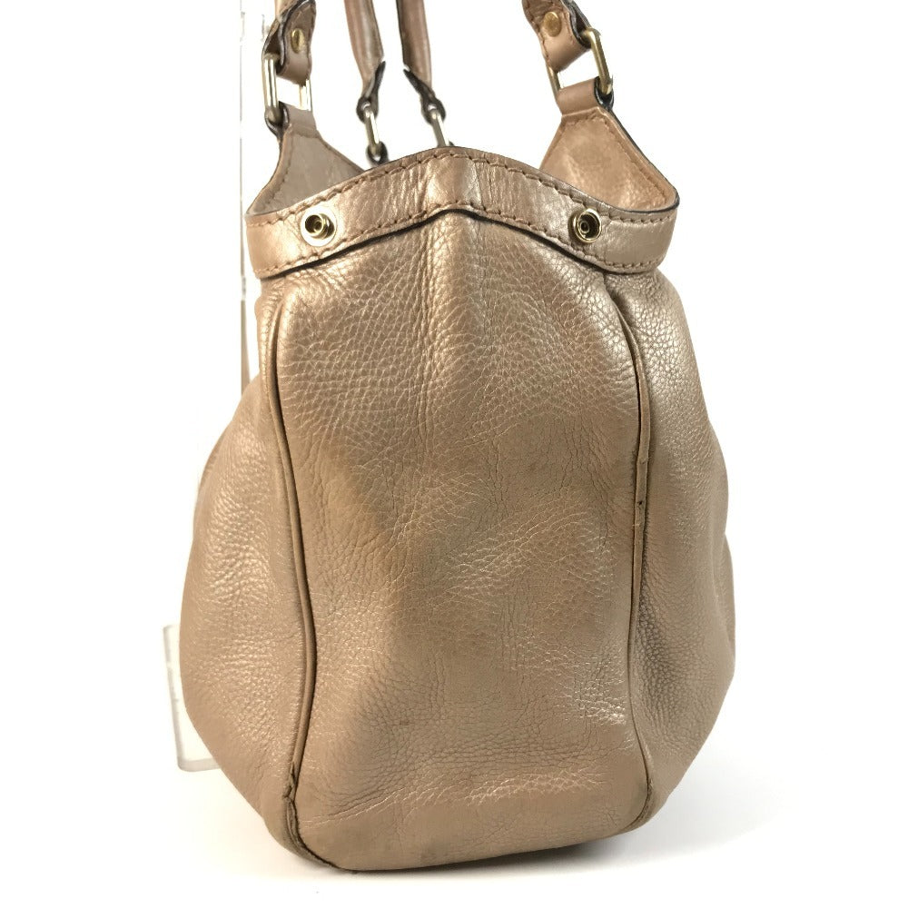 GUCCI 211944 With GG charm Bag Tote Bag shawl Shoulder Bag Leather Metallic Pink BeigeBased Used