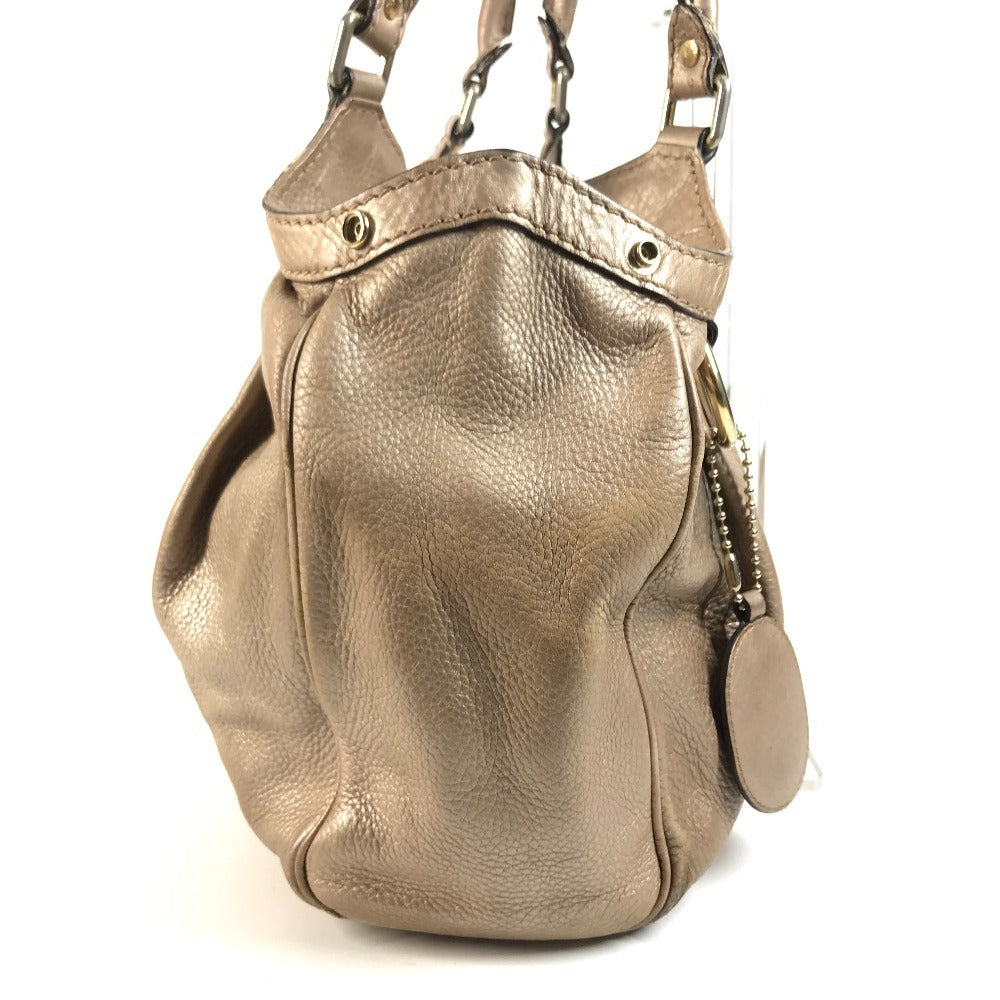 GUCCI 211944 With GG charm Bag Tote Bag shawl Shoulder Bag Leather Metallic Pink BeigeBased Used