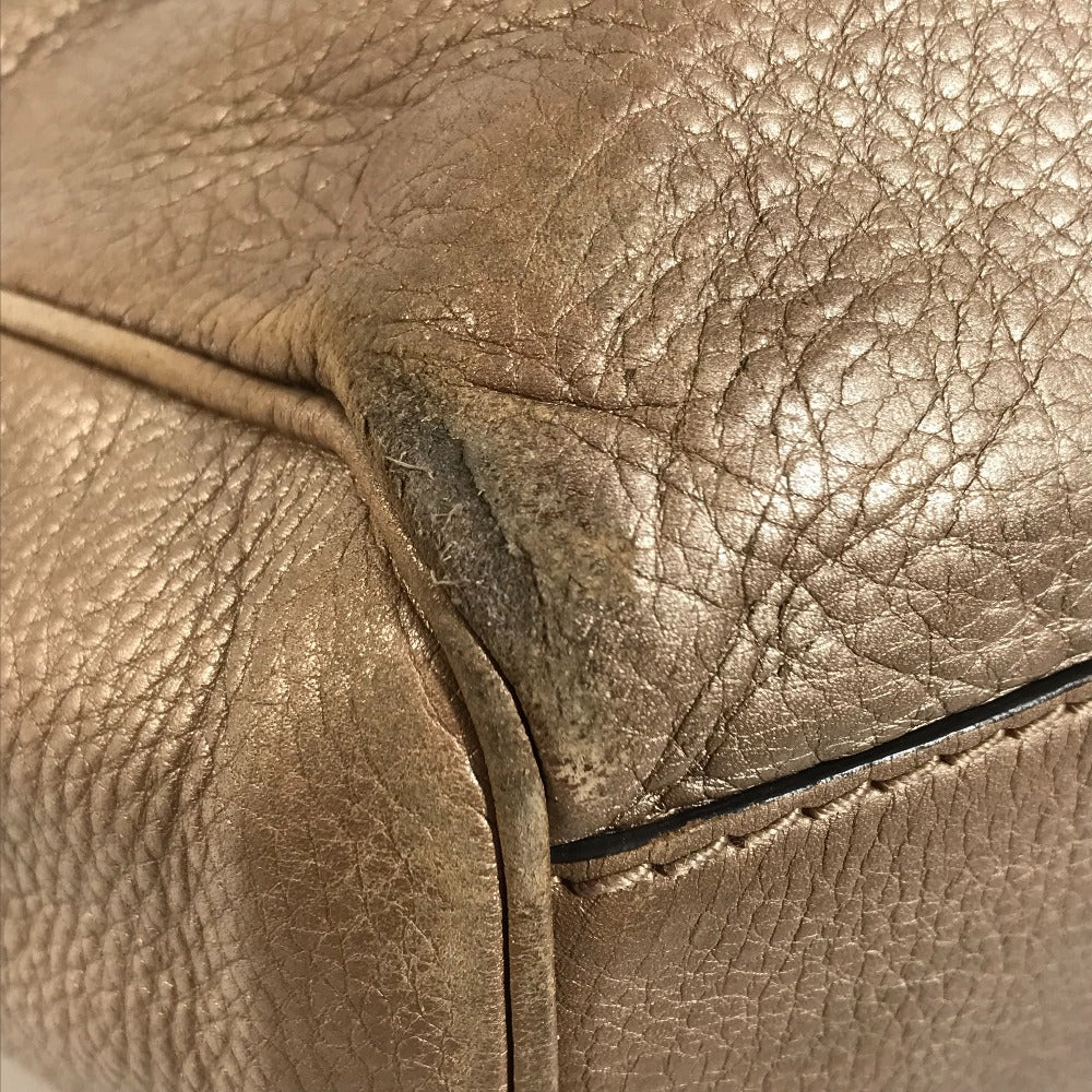 GUCCI 211944 With GG charm Bag Tote Bag shawl Shoulder Bag Leather Metallic Pink BeigeBased Used