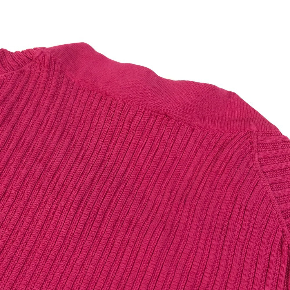 CHANEL P40365 CC CC Mark Logo Knit Short Sleeve Apparel One-piece Dress cotton / silk pink Used