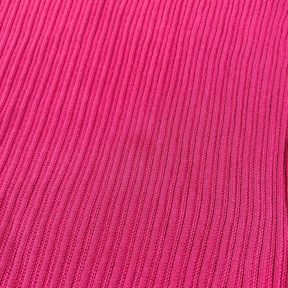 CHANEL P40365 CC CC Mark Logo Knit Short Sleeve Apparel One-piece Dress cotton / silk pink Used