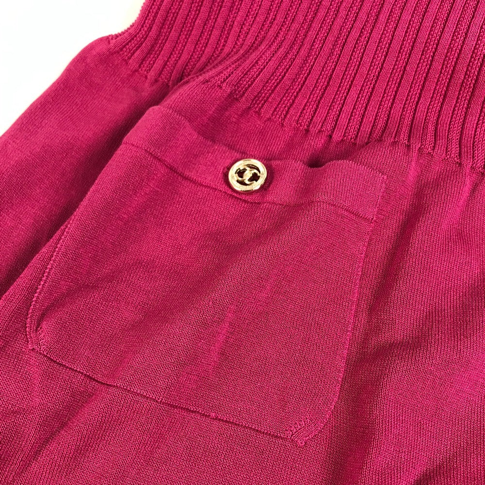 CHANEL P40365 CC CC Mark Logo Knit Short Sleeve Apparel One-piece Dress cotton / silk pink Used