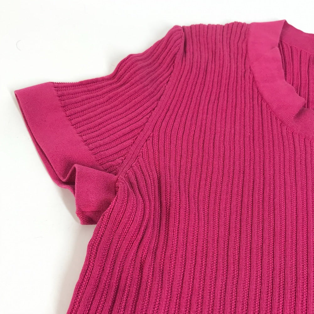 CHANEL P40365 CC CC Mark Logo Knit Short Sleeve Apparel One-piece Dress cotton / silk pink Used