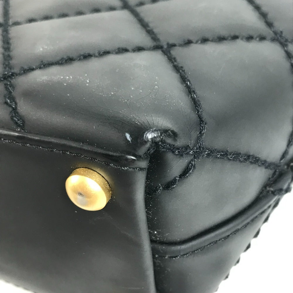 CHANEL Shoulder CC Mark Logo Wild Stitch Logo Hand Bag Tote Bag Leather Black/Gold Used