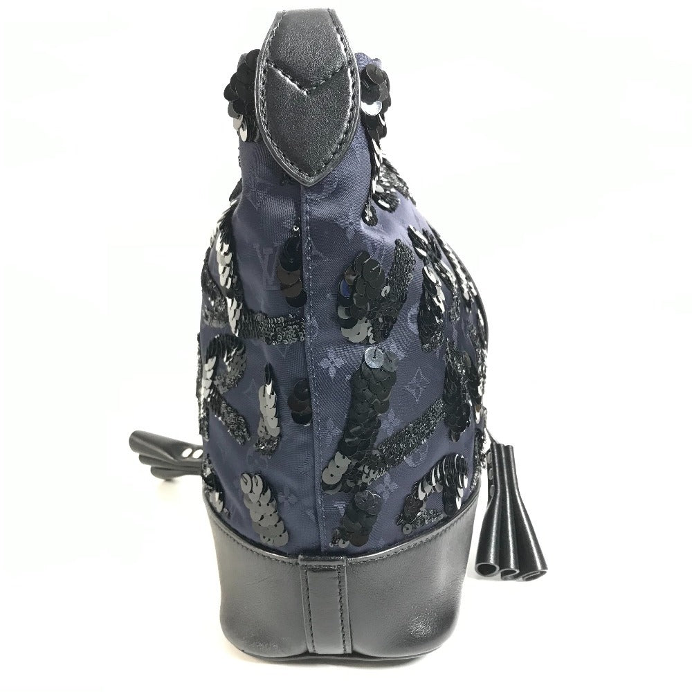 LOUIS VUITTON M94564 Monogram Satin Sequins Spotlight GM Spotlight GM Shoulder Bag Bucket Hand Bag Satin/Leather Navy/Black Used