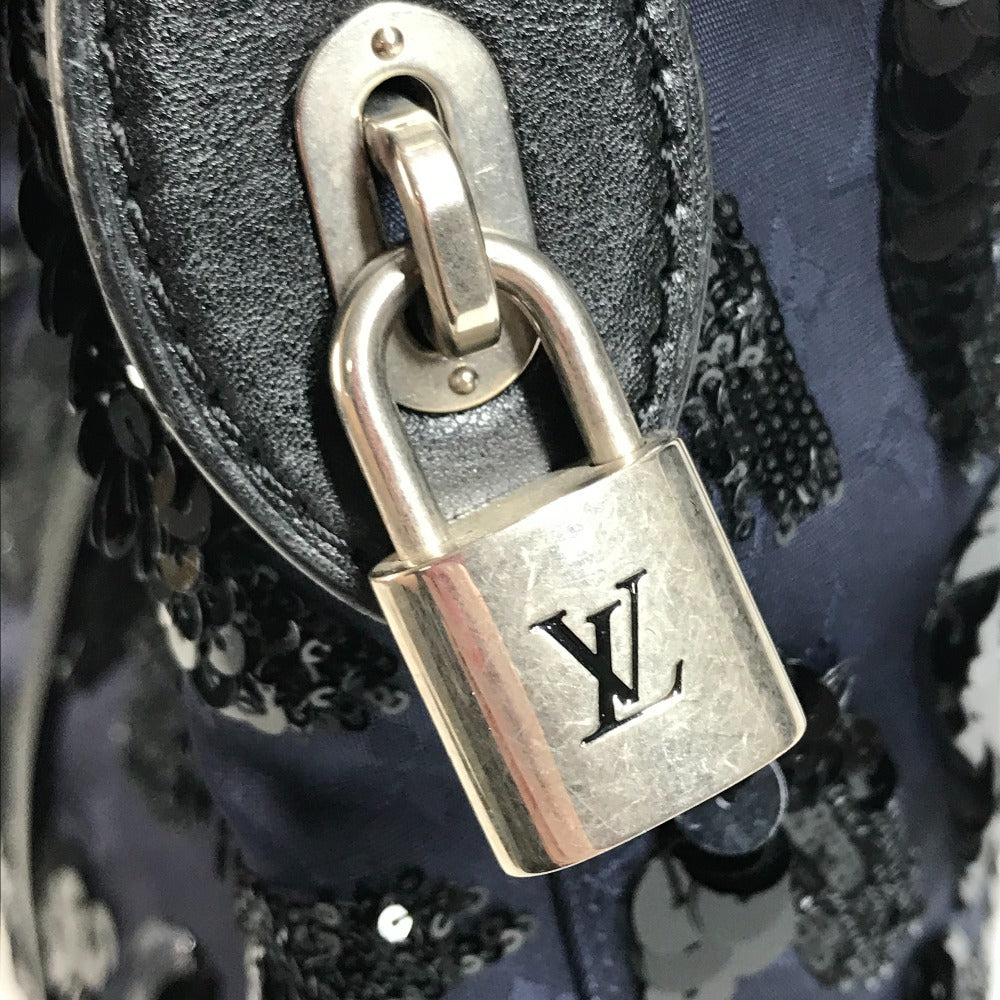 LOUIS VUITTON M94564 Monogram Satin Sequins Spotlight GM Spotlight GM Shoulder Bag Bucket Hand Bag Satin/Leather Navy/Black Used
