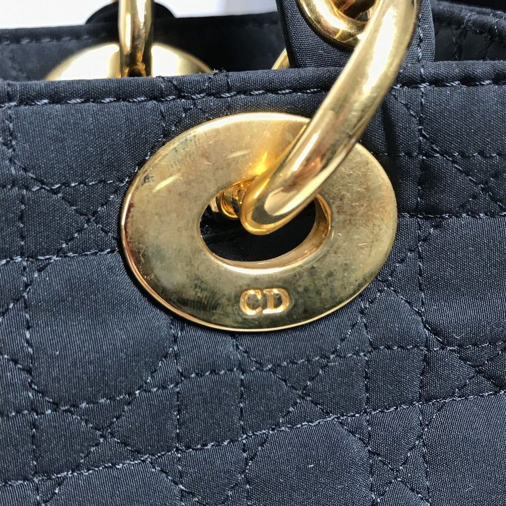 Dior Cannage Lady CHRISTIAN DIOR lady dior Handbag, bag, tote bag Hand Bag Nylon Black Used