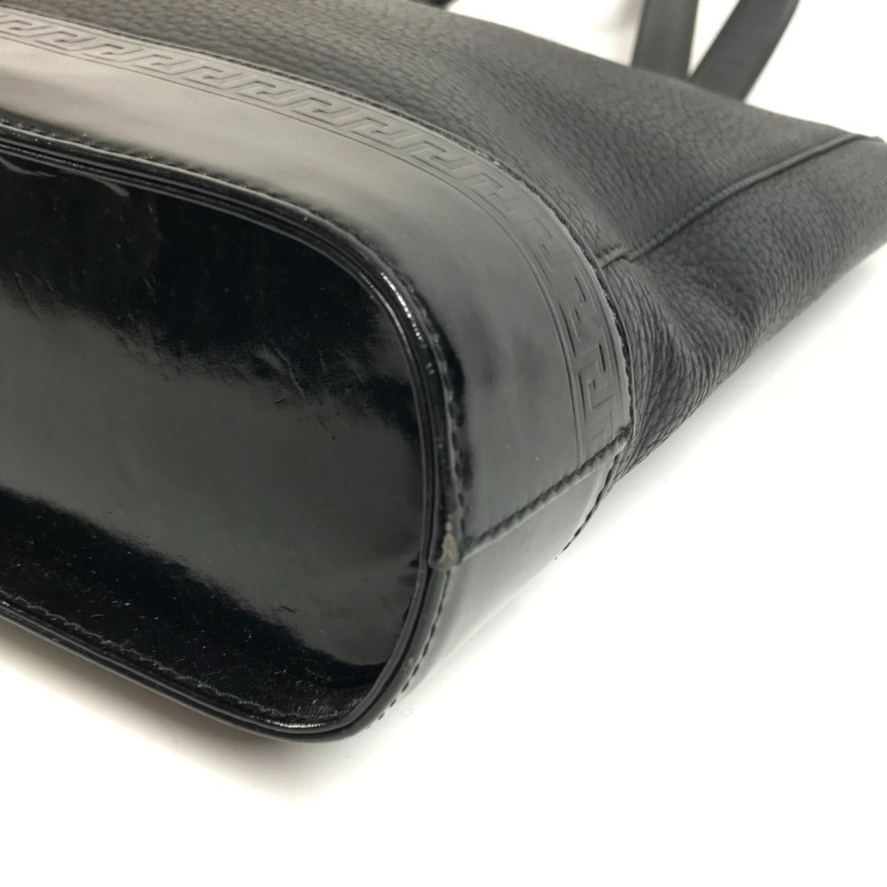 VERSACE vintage Sunburst logo Bag Tote Bag shawl Shoulder Bag Leather Black Used