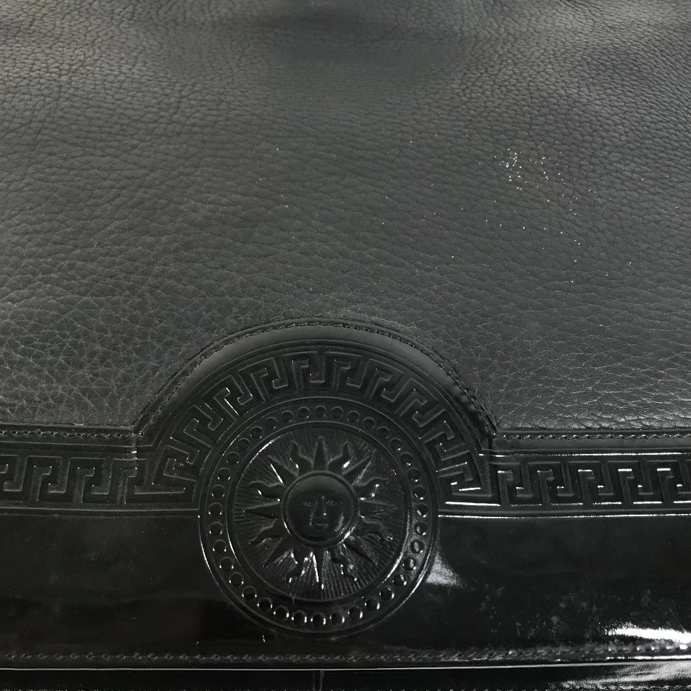VERSACE vintage Sunburst logo Bag Tote Bag shawl Shoulder Bag Leather Black Used