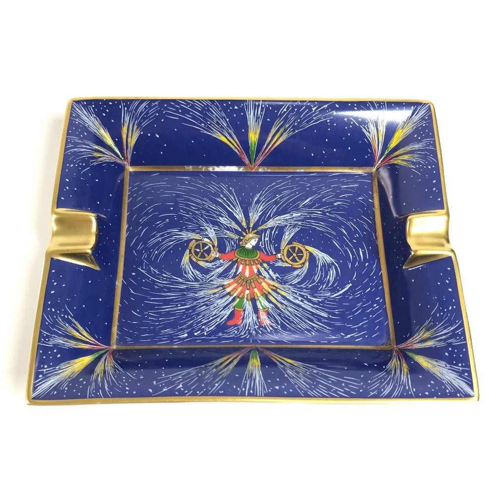 HERMES Ashtray Accessory case, jewelry case, accessory tray, interior ashtray Pottery blue Used