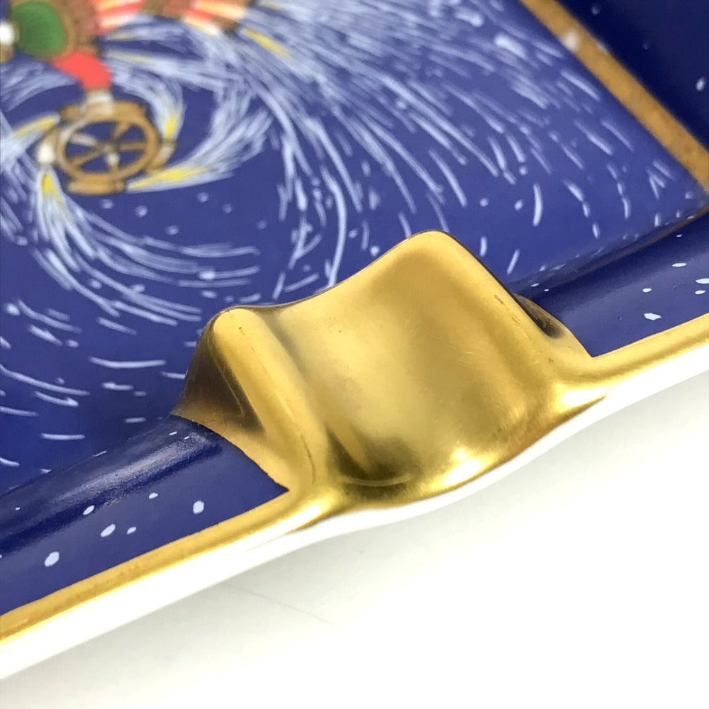 HERMES Ashtray Accessory case, jewelry case, accessory tray, interior ashtray Pottery blue Used