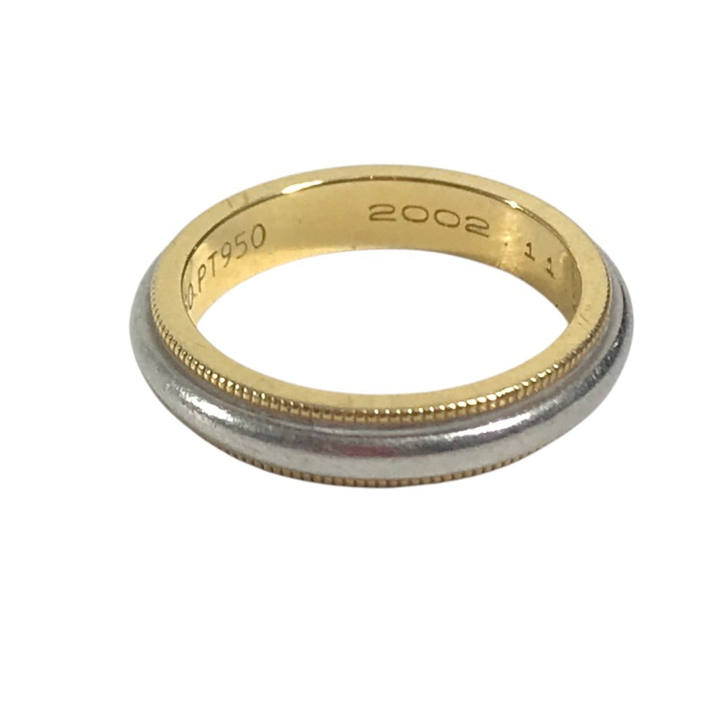 TIFFANY&Co. K18 Gold 18K Platinum Combination Milgrain Accessories Jewelry Combination Ring YG750 / Pt950 Gold/Silver Used