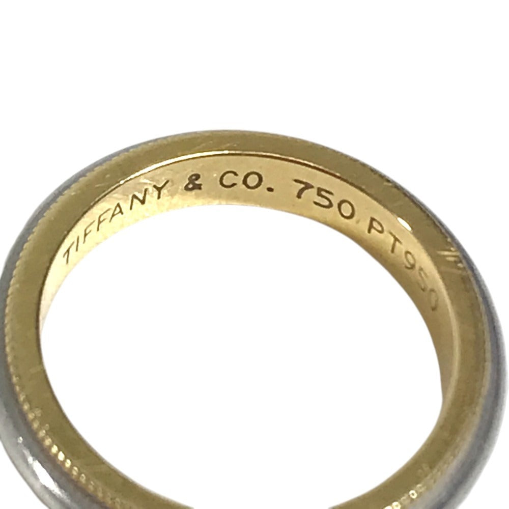 TIFFANY&Co. K18 Gold 18K Platinum Combination Milgrain Accessories Jewelry Combination Ring YG750 / Pt950 Gold/Silver Used