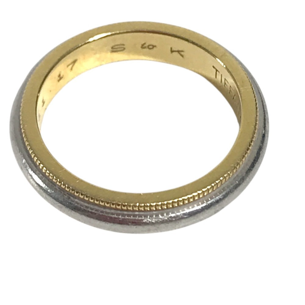 TIFFANY&Co. K18 Gold 18K Platinum Combination Milgrain Accessories Jewelry Combination Ring YG750 / Pt950 Gold/Silver Used