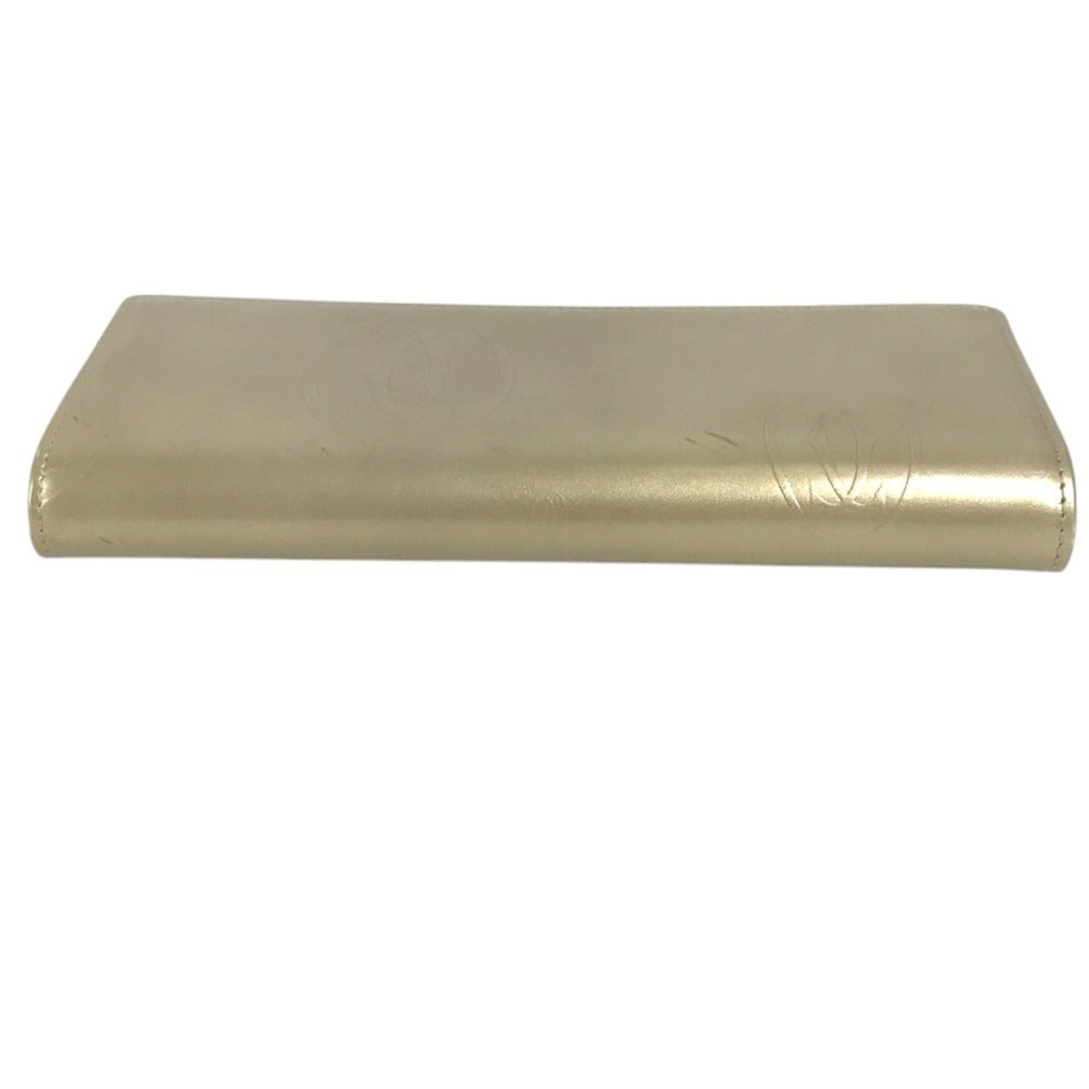 CARTIER Logo happy birthday Long Wallet Flap Long Wallet Leather Gold Used