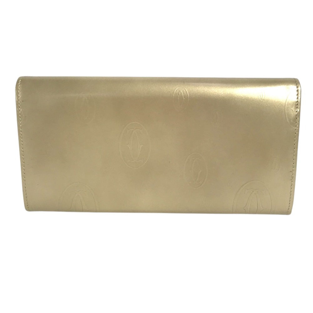 CARTIER Logo happy birthday Long Wallet Flap Long Wallet Leather Gold Used