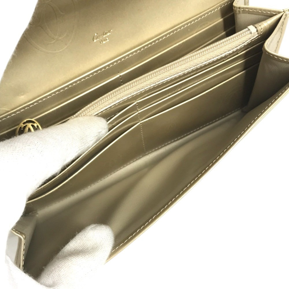 CARTIER Logo happy birthday Long Wallet Flap Long Wallet Leather Gold Used