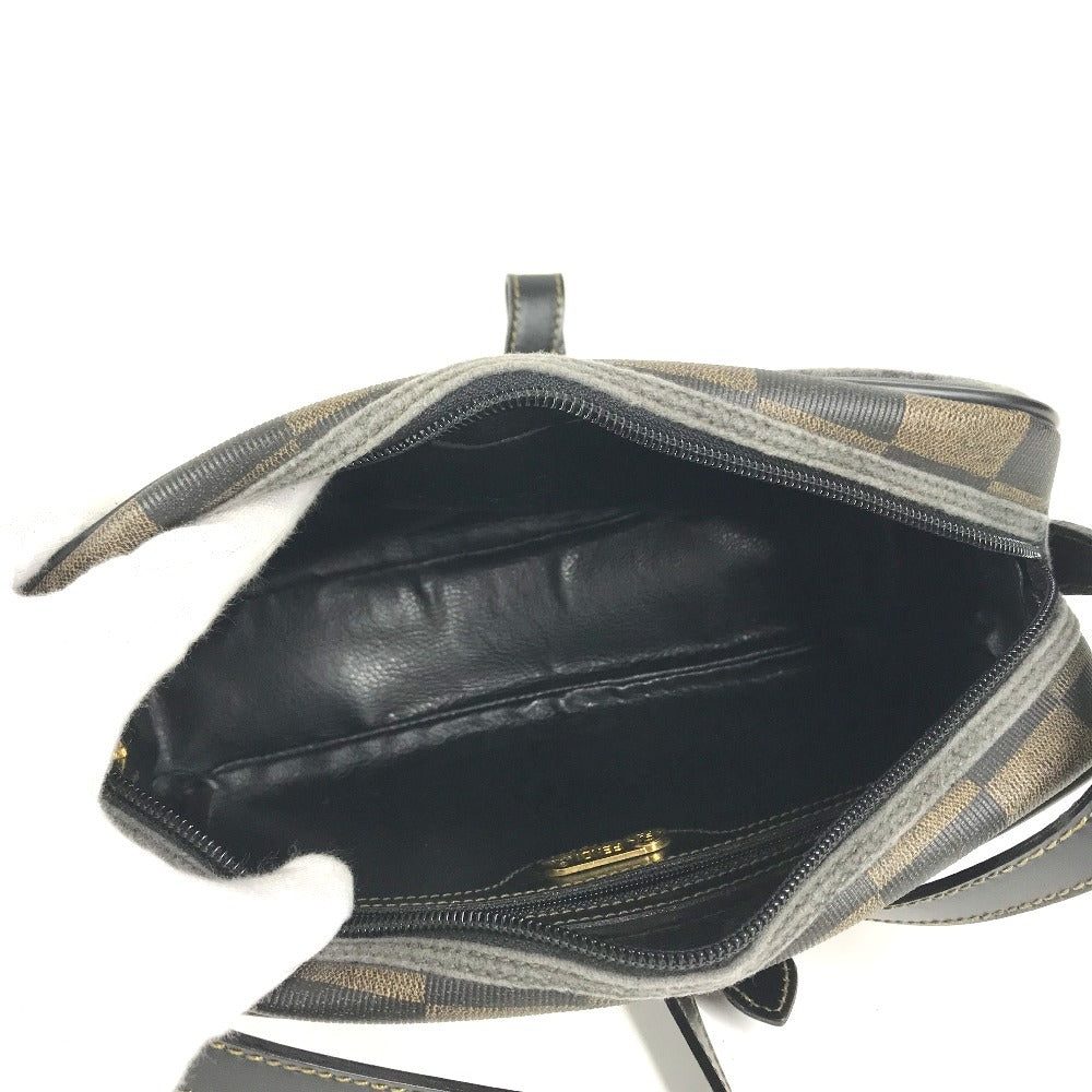 FENDI vintage Pecan logo Bag Crossbody Pochette Shoulder Bag PVC/Leather khaki/Black Used