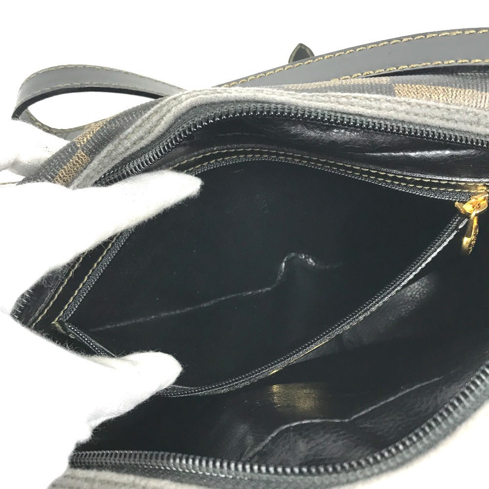 FENDI vintage Pecan logo Bag Crossbody Pochette Shoulder Bag PVC/Leather khaki/Black Used